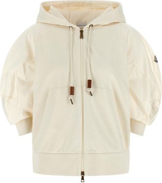 Moncler White Ribbed Knit Hoodie