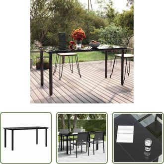 vidaXL Tavolo da pranzo esterno - Tavolo Pranzo Giardino Nero 160x80x74 Acciaio e Vetro Temperato