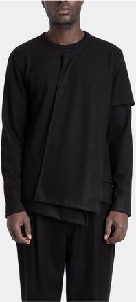 Comme Des Gar&ccedil;ons Tops, Heren, Zwart, L, Wol, Asymmetrische gelaagde wollen trui