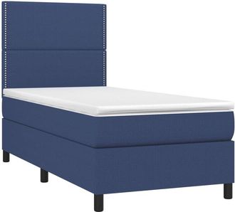 vidaXL Cama Box Spring Con Colch&oacute;n Tela Azul 100x200 Cm Vidaxl