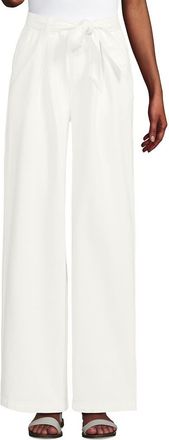 Lands End High Ridge Twill Pull On Pleated Wide Leg Pants in Chalk White at Nordstrom, Size X-Large Short