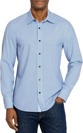 ConStruct Slim Fit Round Geo Woven Long Sleeve Basic Shirt in Navy/blue at Nordstrom, Size Xx-Large