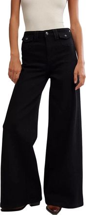 Free People We the Free Kellee Palazzo Jeans Womens Black Wide Leg GBO3994