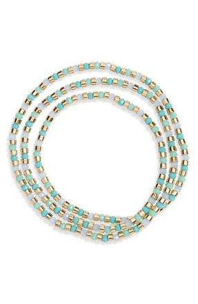Nordstrom Beaded Convertible Bracelet in Blue Multi- Gold at Nordstrom