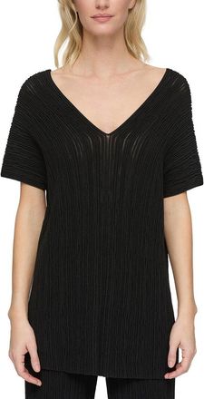 Lafayette 148 New York Ottoman Stitch V-Neck Silk-Blend Pullover
