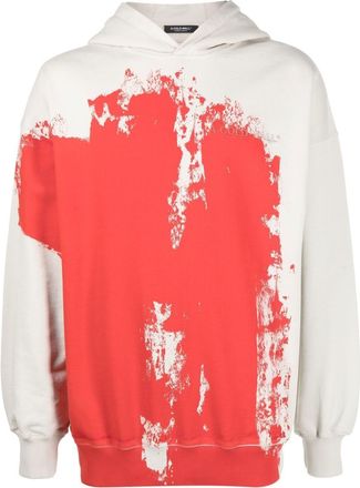 A-Cold-Wall* paint-effect cotton hoodie - men - Cotton/Elastane/Cotton - M - Neutrals