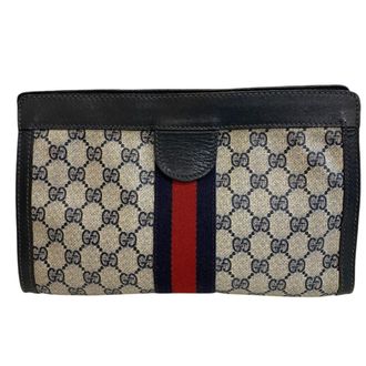 Gucci Navy Pvc Clutch Bag Pouch (Pre-Owned)