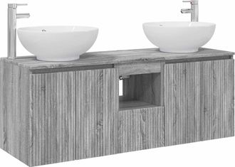 vidaXL Juego De Muebles De Ba&ntilde;o 3 Uds. Sonoma Gris 49,5 X 44,5 X 65 Cm Vidaxl