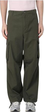 Carhartt Work in Progress Cargo Broek met Losse Pasvorm en Multi-Pockets - Heren - Straight fit broeken - Groen - W34 - Katoen - Broeken