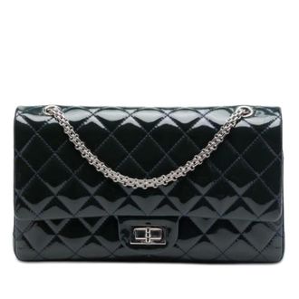Chanel Borsa a spalla Chanel Pre-owned Vintage in pelle verniciata trapuntata con doppio patta - - Pre-owned - Donna - Blu - ONE SIZE