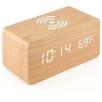 OEM Reloj Digital De Madera - Reloj Despertador Led Multifuncional Con Visualizaci&oacute;n De Hora Y Fecha - Crezuo