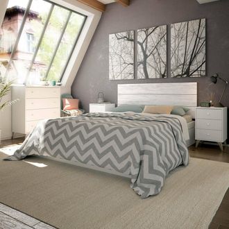 Dmora Mesilla De Noche Dmayora, Mesita De Noche Con 3 Cajones, Mesa De Noche, 40x34h56 Cm, Blanco Y Roble - Dmora