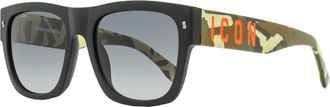 Dsquared2 Mens Icon Square Sunglasses Icon 0004/S OHC9O Matte Black/Camo 55mm