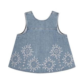 Ganni Broderie Anglaise Denim Top - female - Ganni - Sleeveless Tops - Blue - XL - Tops