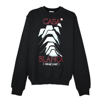 Casablanca Frosty Mountain Screen Printed Sweatshirt - Heren - Sweatshirts - Zwart - XL - Katoen - Hoodies & sweatvesten