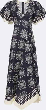 Alemais Al&eacute;mais Banderra floral linen midi dress