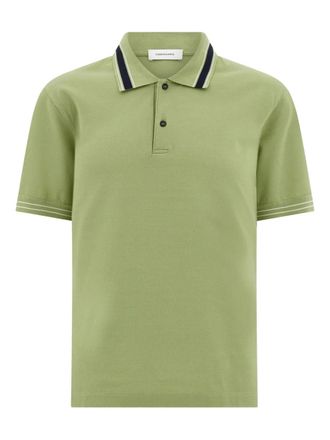 Ferragamo Polo a righe con logo ricamato - Verde
