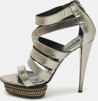Le Silla Metallic Suede Ankle Strap Sandals