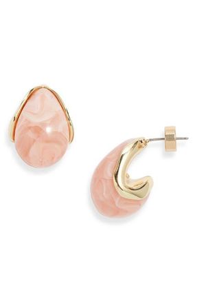 Nordstrom Resin Huggie Hoop Earrings in Peach- Gold at Nordstrom