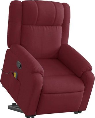 vidaXL Vidaxl - Sill&oacute;n Reclinable De Masaje Elevable Tela Rojo Tinto
