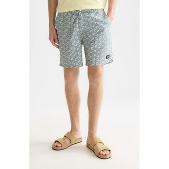 Scotch & Soda Geo Print Midlength Swim Trunks in Cactus Stripe Infinity at Nordstrom, Size Xx-Large