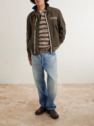 sacai Knitted Cotton-Blend Polo Shirt