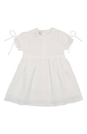 Maniere Kids Puff Sleeve Cotton Blend Dress in White at Nordstrom, Size 3T