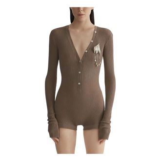 MUGLER Dames, Jumpsuits & Playsuits, Bruin, Maat: M