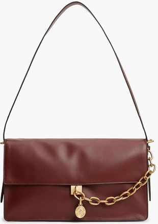 Tommy Hilfiger Womens Chain Accent Leather Shoulder Bag - Oxblood