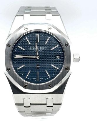 Audemars Piguet Pre-owned Audemars Piguet Royal Oak Blue Grande Tapisserie Dial Mens Watch 15202ST.OO.1240ST.01