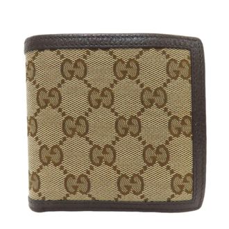 Gucci Brown Canvas Leather Wallet (Bi-Fold) (Pre-Owned)