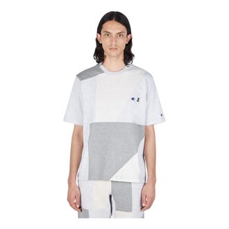 Champion T-Shirts, male, Gray, Size: M Contrast Panel T-Shirt
