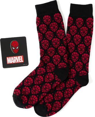 Cufflinks Inc. Spider-Man Crew Socks & Cuff Links Set in Black at Nordstrom, Size 10-13