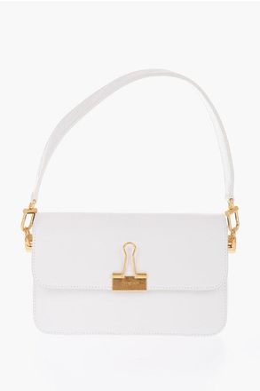 Off-white Leather Shoulder Bag PLAIN BINDER With Gold Details size One Size