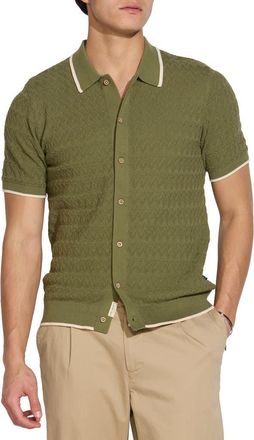 Civil Society Short Sleeve Button-Down Sweater in Light Olive at Nordstrom Rack, Size X-Large