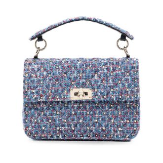 Valentino Garavani Tassen, Dames, Blauw, ONE Size, Tweed, Rockstud Handtas