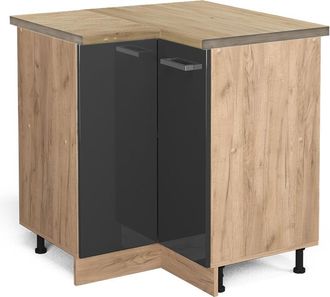 Vicco Armario De Esquina R-line, Antracita Alto Brillo, 75.6 Cm, Et Roble