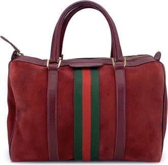 Gucci Red Suede Boston Handbag (Authentic Pre-Loved)