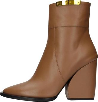 N&deg;21 Tronchetti in pelle - Dames - Laarzen met Hak - Bruin - 40 EU - Leer - Schoenen