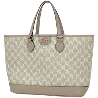 Gucci Beige Gg Supreme Leather Tote Bag (Pre-Owned)