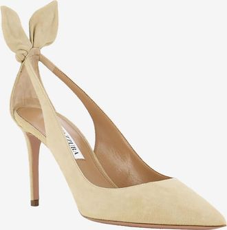 Aquazzura Pumps aus Wildleder Bow Tie 85