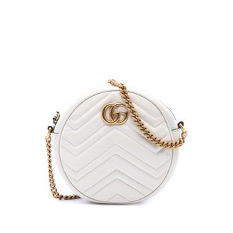 Gucci Pre-owned Gucci Mini GG Marmont Matelasse Calfskin Round Crossbody Ladies 2PU0HVC4BHV8A3FH