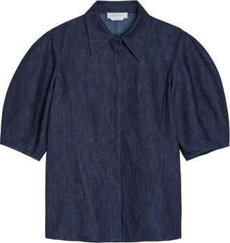 Gabriela Hearst Sansi Cotton and Linen-blend top - Denim - 42 (UK10 / S)