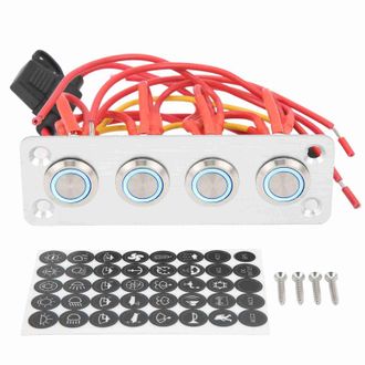 OEM Panel De Control Para Autocaravanas Con 4 Botones, Acero Inoxidable, Luz Azul, 12 V Cc 16 A - Interruptor De Control Universal Para Barcos Y Autocarav