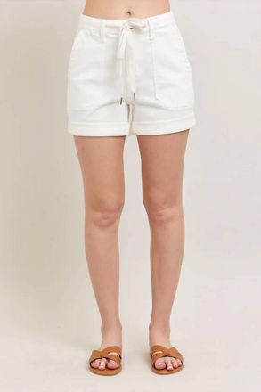 Judy Blue High Waist Cuff Jogger Shorts In White