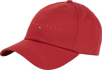 Tommy Jeans Baseball Cap TOMMY JEANS TJM LINEAR LOGO CAP, Damen, rot (magma rot), Web, Baumwolle, unifarben, Caps Baseball Cap, UNISEX Klemmverschluss, grosse Log