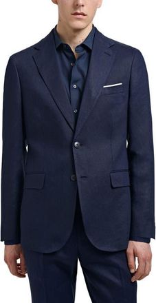 Mango Slim Fit Linen Sport Coat in Dark Navy at Nordstrom, Size 40