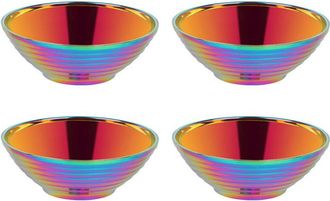 OEM 4 Cuencos Redondos De Doble Capa Para Fideos, Anti-quemaduras, Vajilla Para Olla Caliente, Salsa, Sopa, Arroz, Cuenco Grande Para Ramen, Acero Inoxida