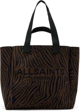 AllSaints Izzy Zebra Stripe Tote in Black/Brown at Nordstrom Rack