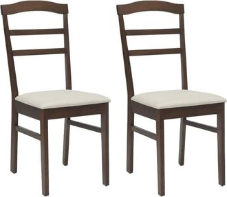 vidaXL Dining Chair 2 pcs Light Brown and Light Solid Rubber Wood vidaXL